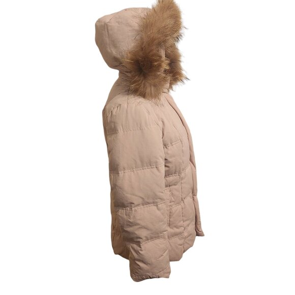 Beautiful Light Pink Multi Mix Quilted Coat With Fur Trim Hood - Picture 5 of 7